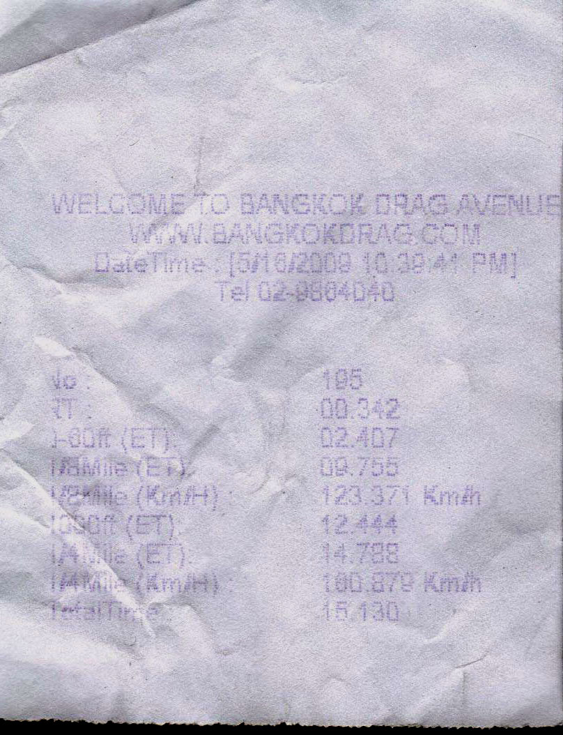 ไป test run ที่คลอง 5 วันศุกร์ที่ผ่านมา เอาสลิปมาให้ดูครับ(มีคลิปหลุดคับ)