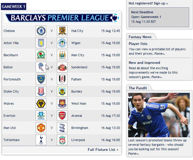 Fantasy Premier League เปิดให้จัดทีมกันแล้วคร้าบ(เพิ่มวิธีการจัดทีมโดยละเอียด)