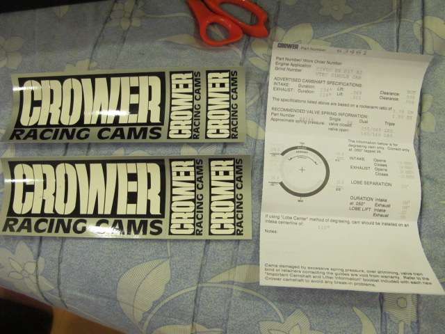 สติ้กเกอร์ที่แถมมากับใบบอก spec ของ camshaft