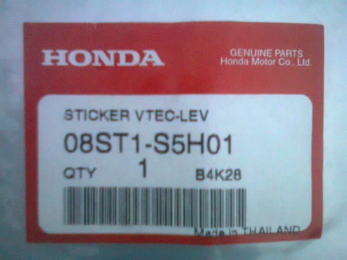 parts nember สติกเกอร์ติกกระจกหลัง VTEC LEV