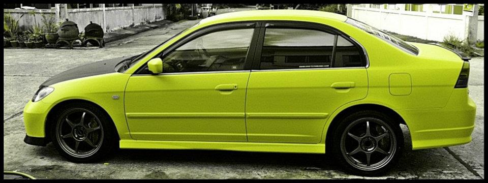 DIY WRAP> CIVIC ES Khon Kaen..เหลืองด้าน  spoon  vl.2 ทำเองครับ...รับ WRAP หน้า 6 แบบเต