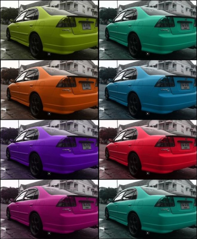 DIY WRAP> CIVIC ES Khon Kaen..เหลืองด้าน  spoon  vl.2 ทำเองครับ...รับ WRAP หน้า 6 แบบเต