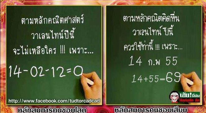 สูตร สมการ valentine ปีนี้ ครับ