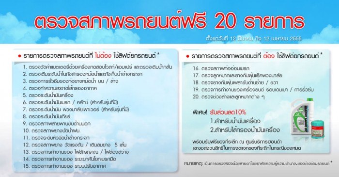 ศูนย์ฮอนด้าตรวจสภาพรถยนต์ฟรี 20 รายการ ลดค่าอะไหล่ 10% ต้อนรับสงกรานต์ ปี 2554
