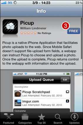 หน้าจอจะเปลี่ยนมาที่ App Store โปรแกรม picup ฟรีครับ 
กดที่ FREE > Install ครับผม
รอติดตั้งโปรแกรมจนเสร็จ...