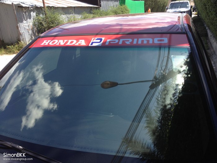 {[สติกเกอร์คาดหน้า HONDA PRIMO พื้นแดง/MAG17"/14"/ยาง%15"/ด่วนๆๆ}