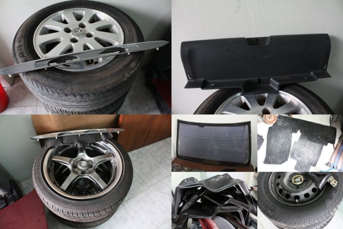 คิ้วท้ายฝากระโปรงหลัง ราคา 800

ล้อ W work 17   1 คู่+ ยาง Bridgestone 215/45/17 ปี สัปดาห์ 42/ ปี10 (ยางสวยๆใช้ยาวๆ)  4000 

ประตูซ้ายหลังRXทั้งบาน  สภาพสวยๆ ขอครบๆทุกอย่าง  3000 
