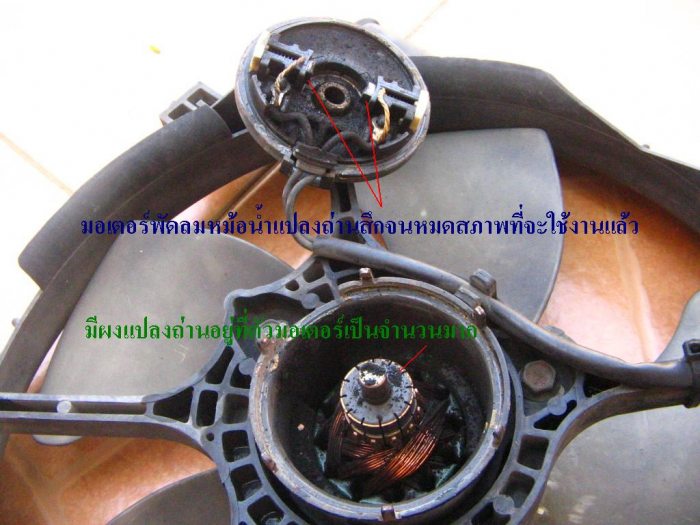 แปรงถ่านภายในมอเตอร์พัดลมหม้อน้ำครับ