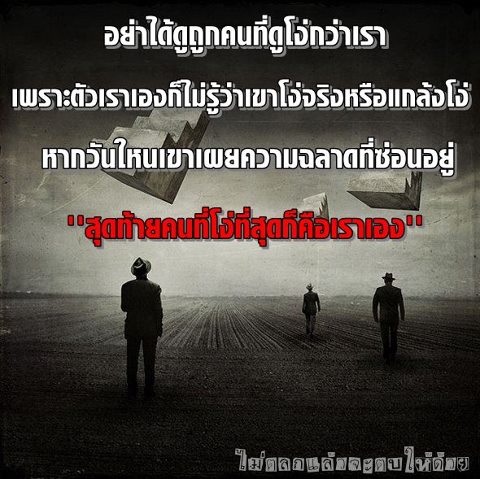 จงอย่าได้ดูถูกคนที่โง่กว่าเรา.....สุดท้ายเราอาจจะโง่เอง