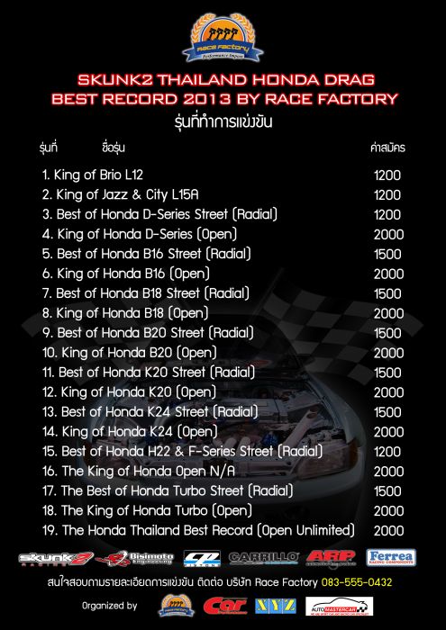 Race Factory (Thailand) : Honda Best Record 2013