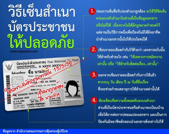 วิธีเซ็นสำเนาบัตรประชาชนให้ปลอดภัย ครับ