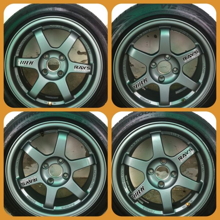 ล้อ15"TE37 4รู100 กว้าง7ออฟ38 งาน CG พร้อมยาง ฮังคุุก v12