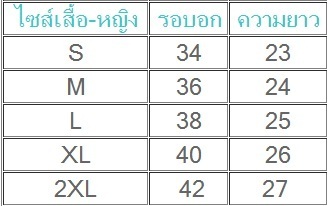 ไซส์ Polo (คอปก) ของสตรี  ...แต่ไม่แบบ T-Shirt (คอกลม) สำหรับสตรีนะคร๊าบ