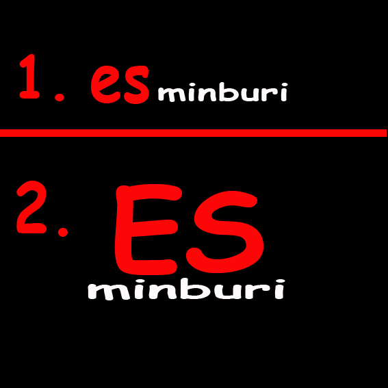 1. ตัว es สูง 2 cm. minburi สูง 1 cm.  ความยาวรวม 10 cm.ครับ

2. ตัว ES สูง 5 cm. minburi สูง 1 cm.  ความยาวรวม 10 cm ครับ

ปล. แก้ไขได้นะครับ 