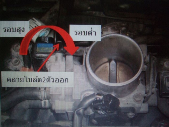 หมุนตัวเรือนIACV Sensor ไปทางขวา รอบจะต่ำ
หมุนตัวเรือนIACV Sensor ไปทางซ้าย รอบจะสูง
