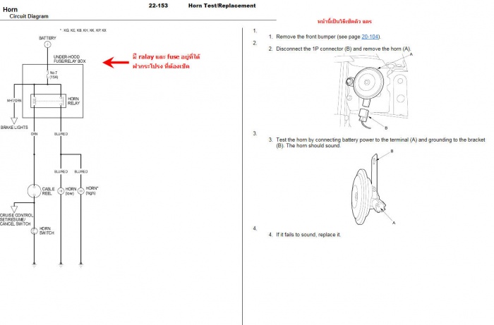 รูปภาพ แสดง circuit  และ วิธีเช็ค ตัว แตร 