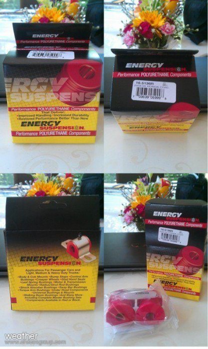 ชุดบูชยูรีเทนของ Energy จาก USA
Front Sway Bar Frame Brushing Set (P/N 16.5136) กันโคลงหน้า 16 - 17 mm
ราคา 900 บาท