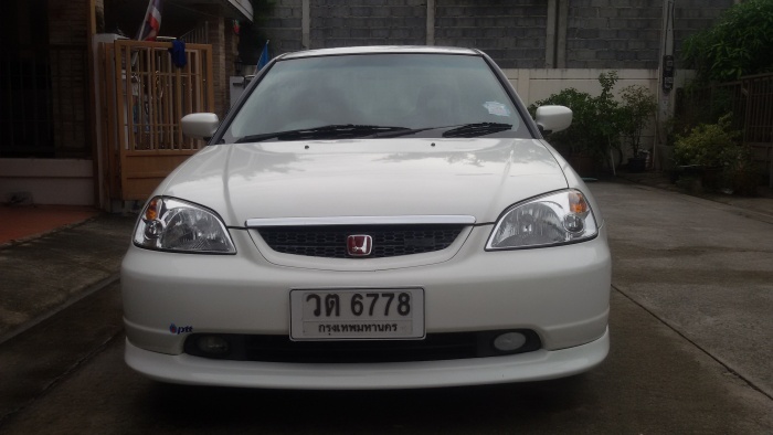 ​ขาย CIVIC รุ่น Dimension ปี 2002 RX สีขาวแท้ ล้อ TE37 ปลายท่อ JS ไบซัน