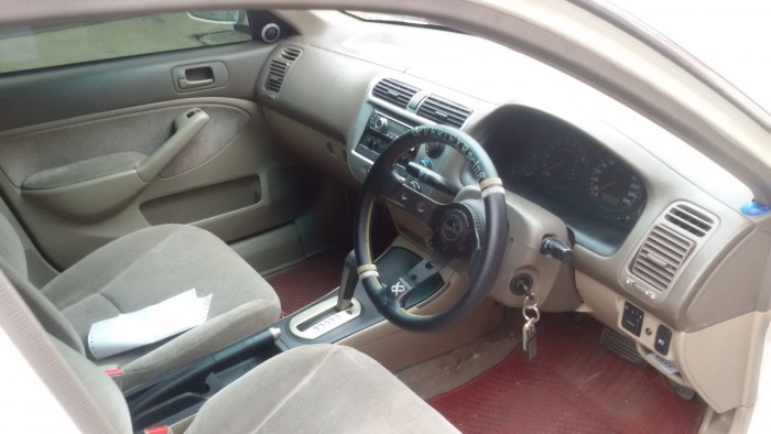 ​ขาย CIVIC รุ่น Dimension ปี 2002 RX สีขาวแท้ ล้อ TE37 ปลายท่อ JS ไบซัน