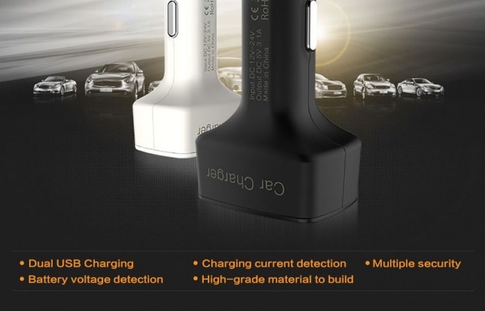 ขาย 4in1 Car Charger USB 2 ช่อง 3.1A(LED บอกสถานะ แบตเตอรี่ แอมป์ และอุณหภูมิ)