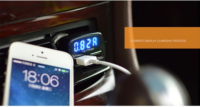 ขาย 4in1 Car Charger USB 2 ช่อง 3.1A(LED บอกสถานะ แบตเตอรี่ แอมป์ และอุณหภูมิ)