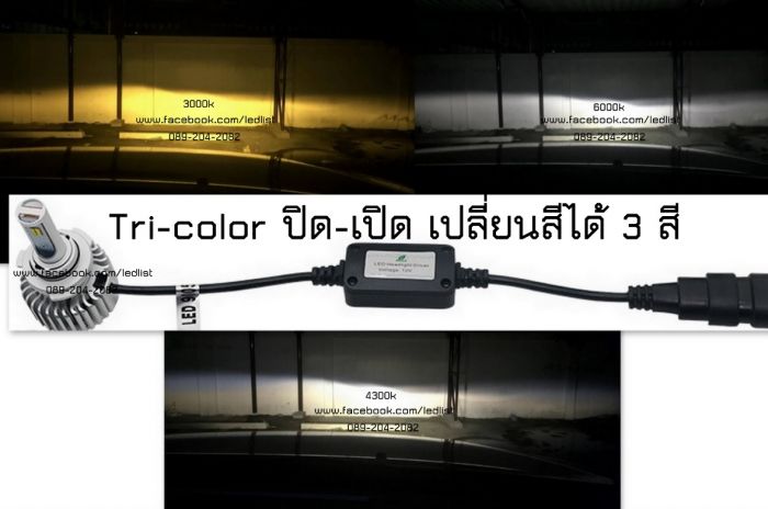 ไฟหน้าLEDปิด-เปิดเปลี่ยนได้3สี